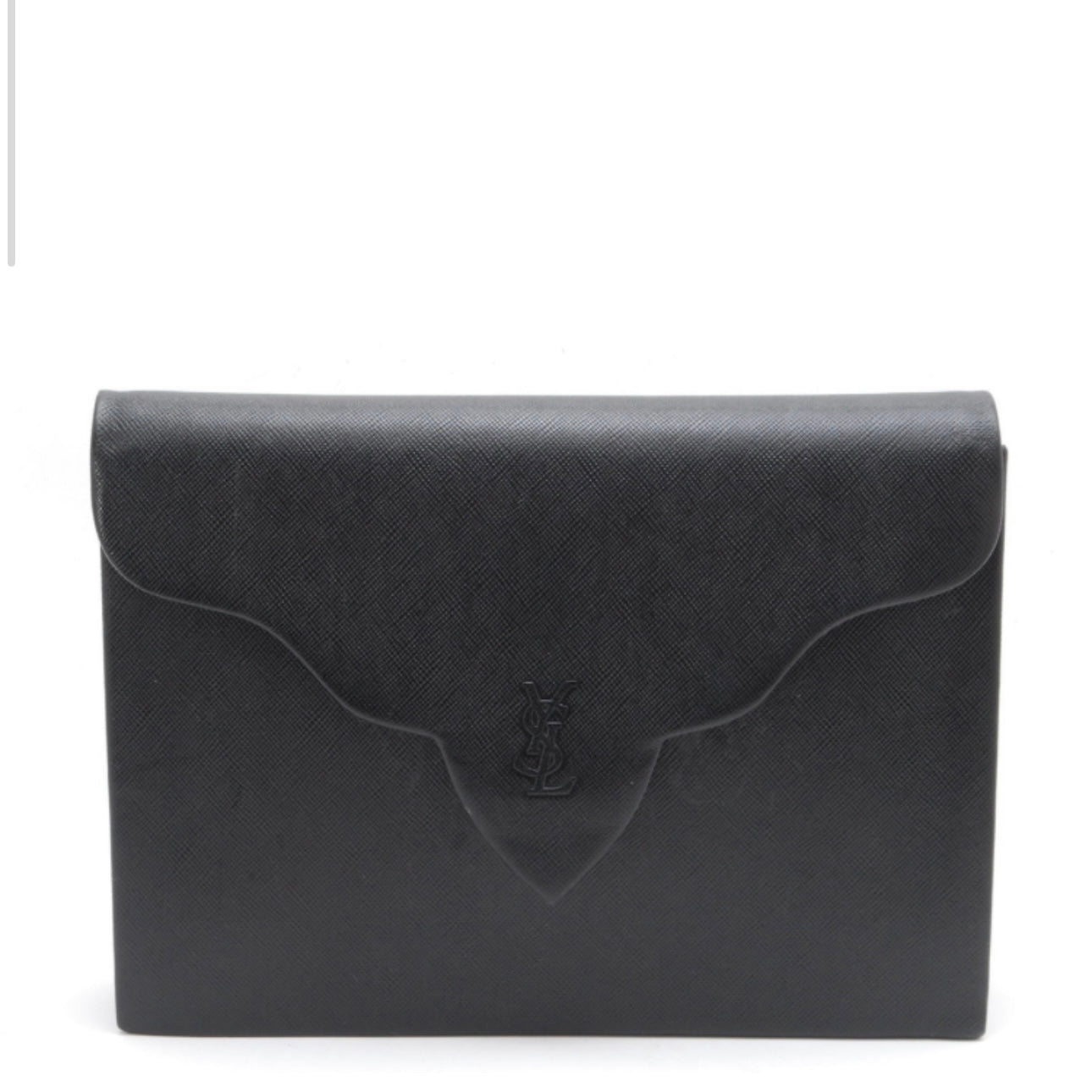 Saint Laurent Yves Clutch Hand Bag - Black, Leather