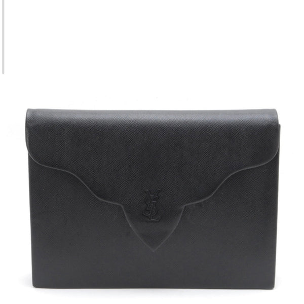 Saint Laurent Yves Clutch Hand Bag - Black, Leather 