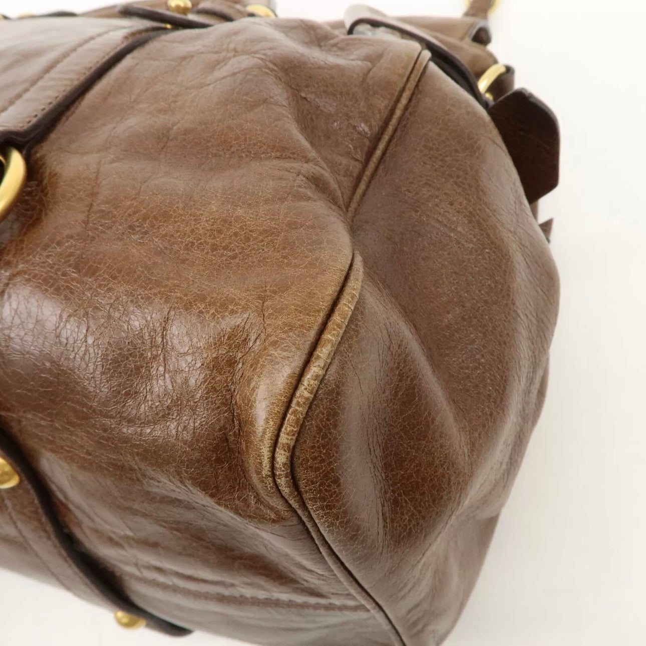 MIU MIU Leather 2Way Bag Shoulder Bag Crossbody Bag Brown