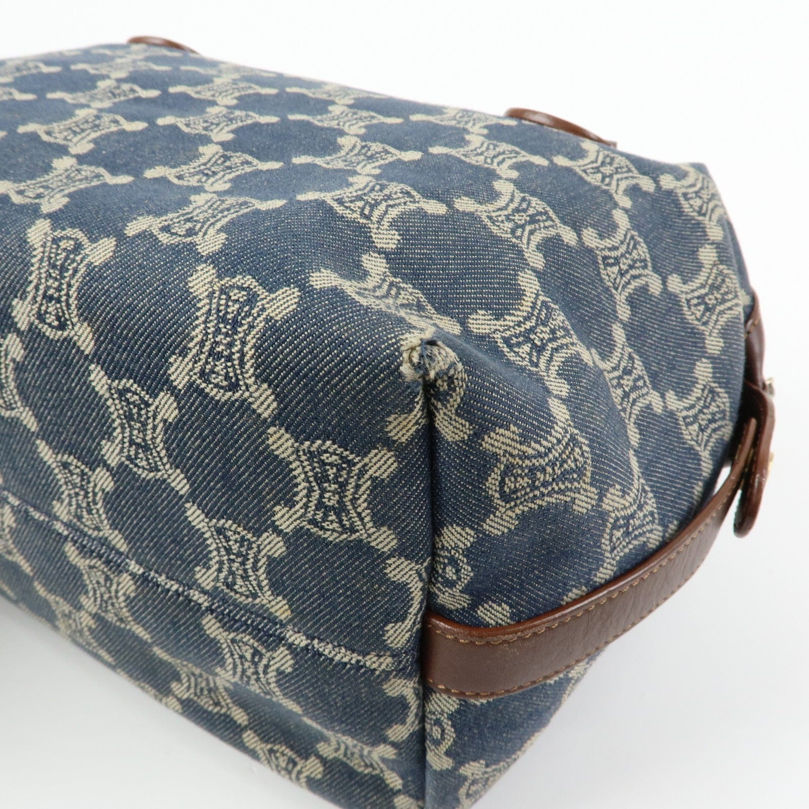 Celine Macadam Shoulder Bag - Blue, Denim and Leather