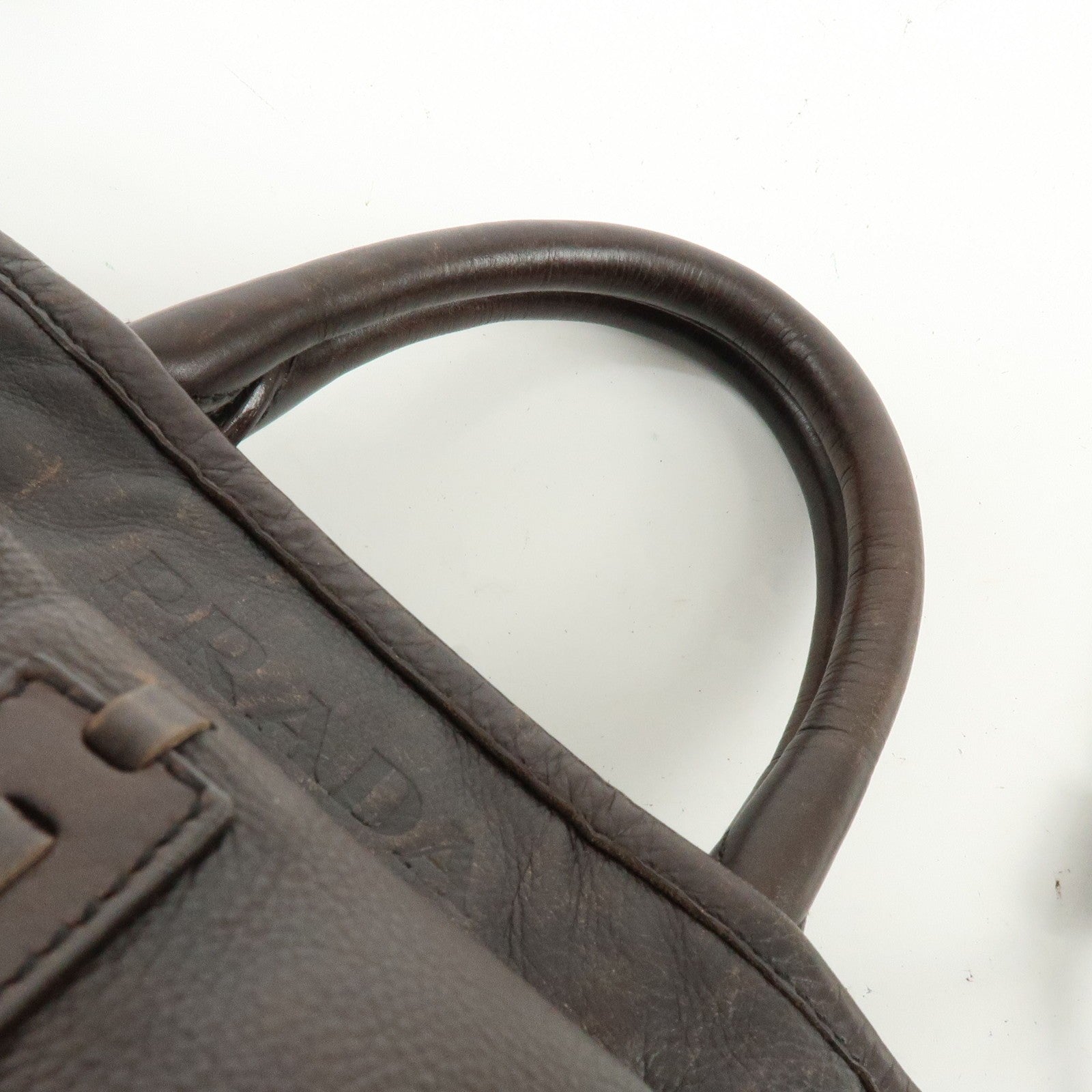 Prada Hand Bag Tote Bag - Brown, Black, Leather, Nylon