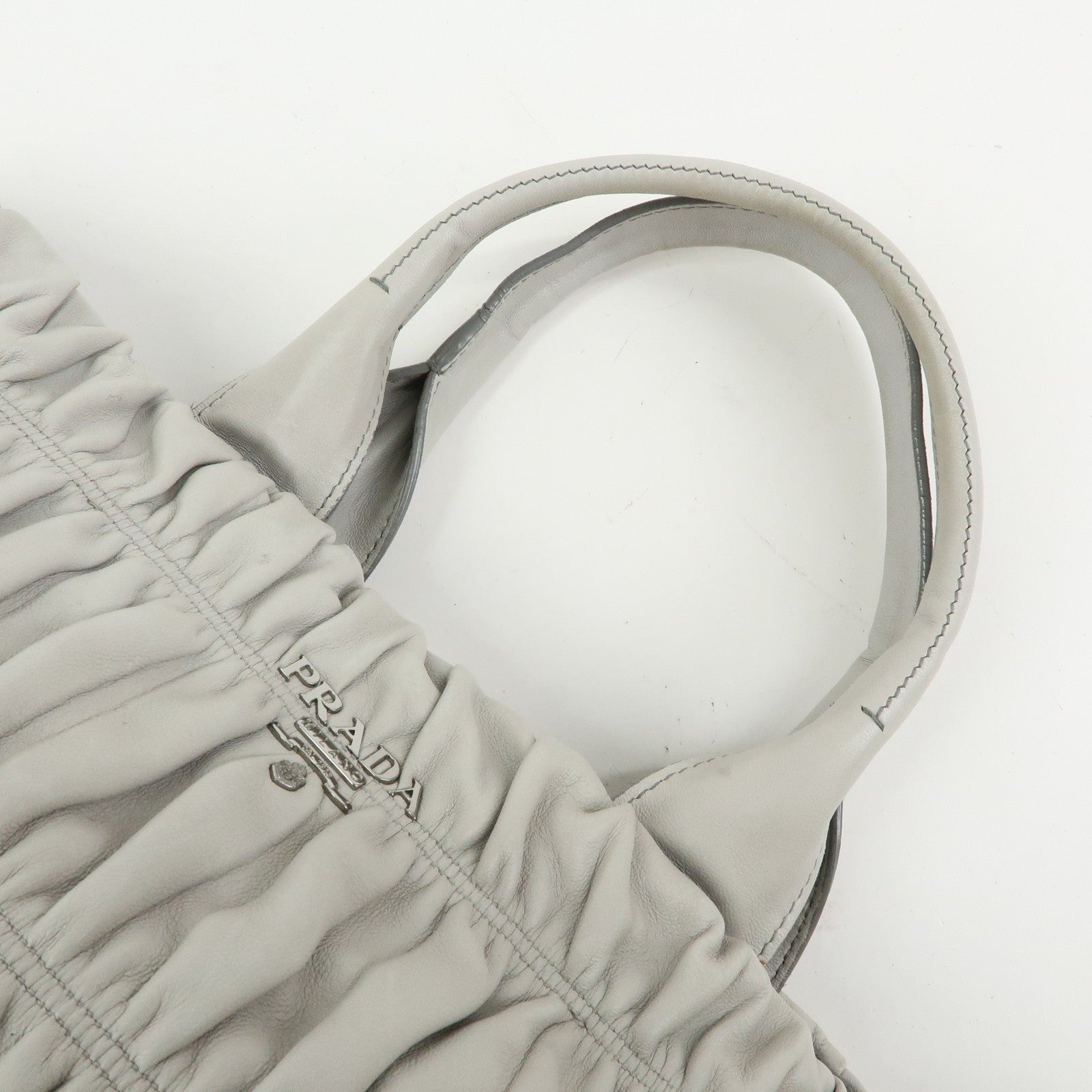 Prada Tote Hand Bag - Gray, Nappa Gaufre Leather