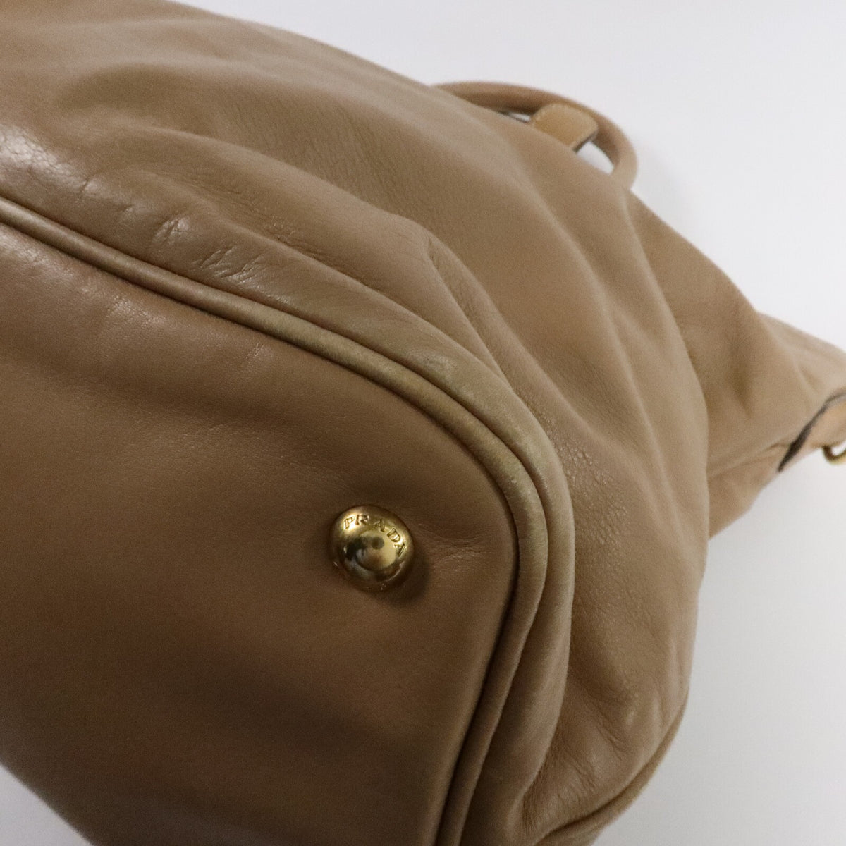 Prada GHW 2 Way Shoulder Bag - Beige, Calfskin Leather