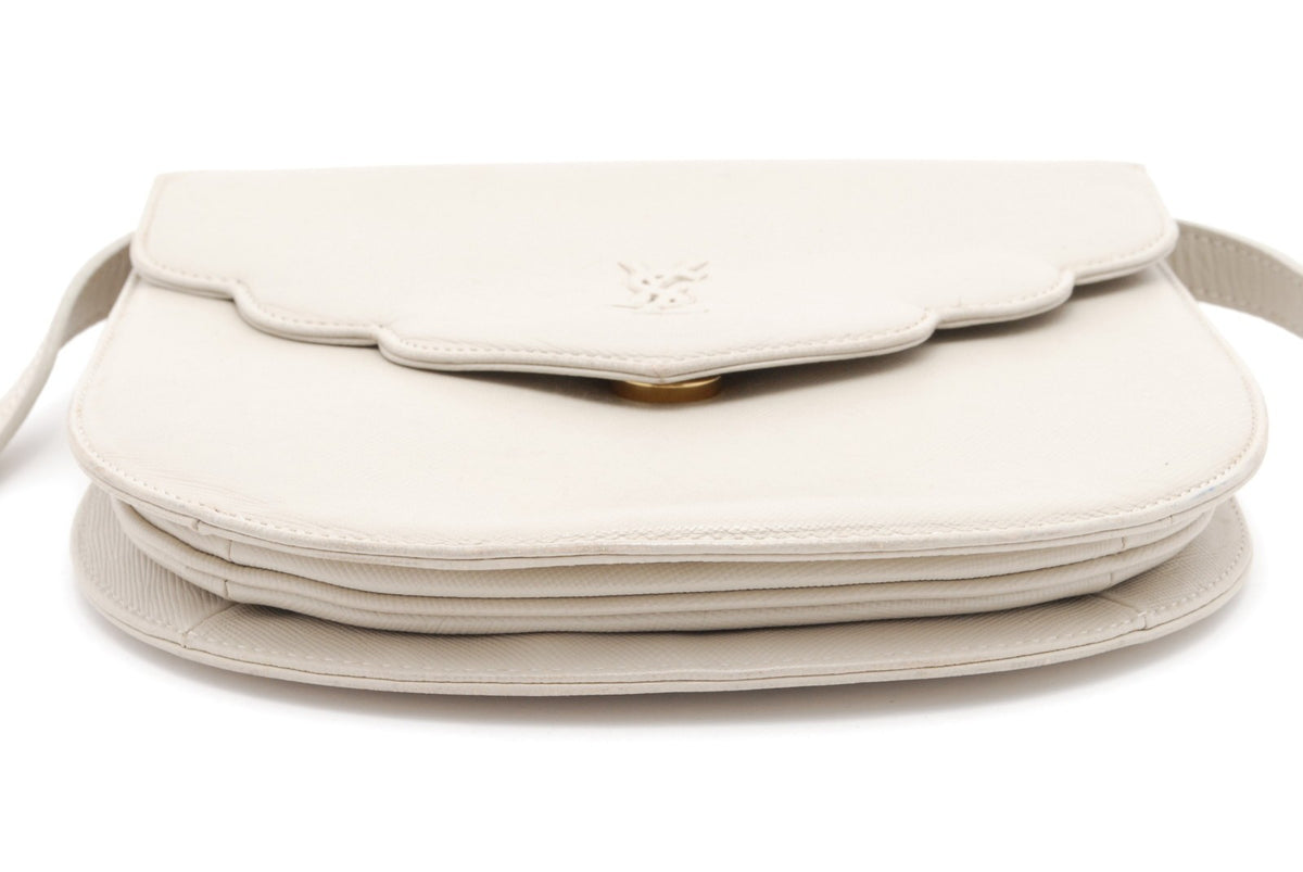 Yves Saint Laurent YSL Flap Bag - White, Leather