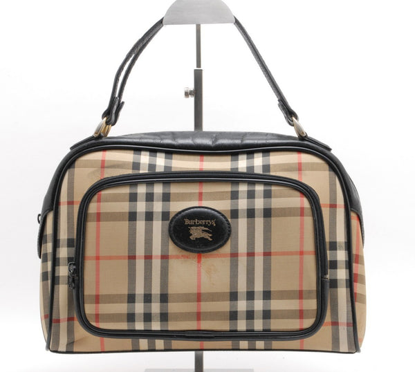 Burberry Nova Check Hand Mini Boston Bag - Black, Canvas 