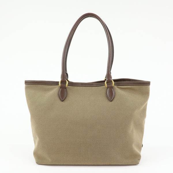 Prada Triangle Logo Jacquard Tote Shoulder Bag - Beige, Leather