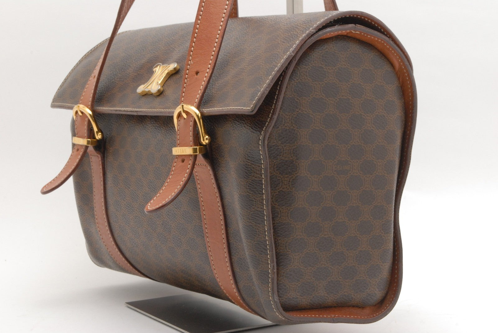 Celine Macadam Boston Handbag - Brown, PVC Leather