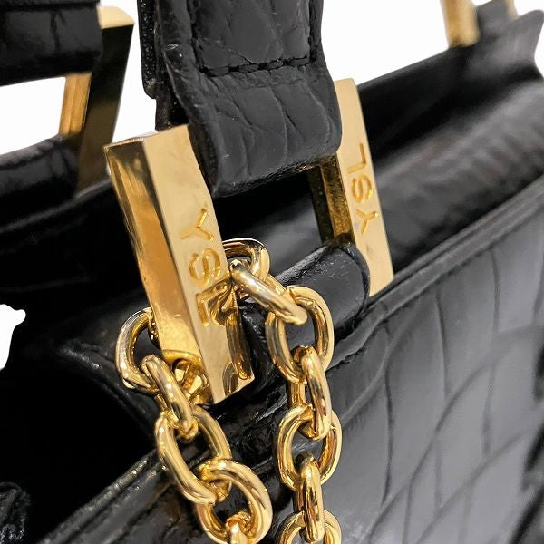 Saint Laurent Hand Bag - Black, Crocodile embossed leather 