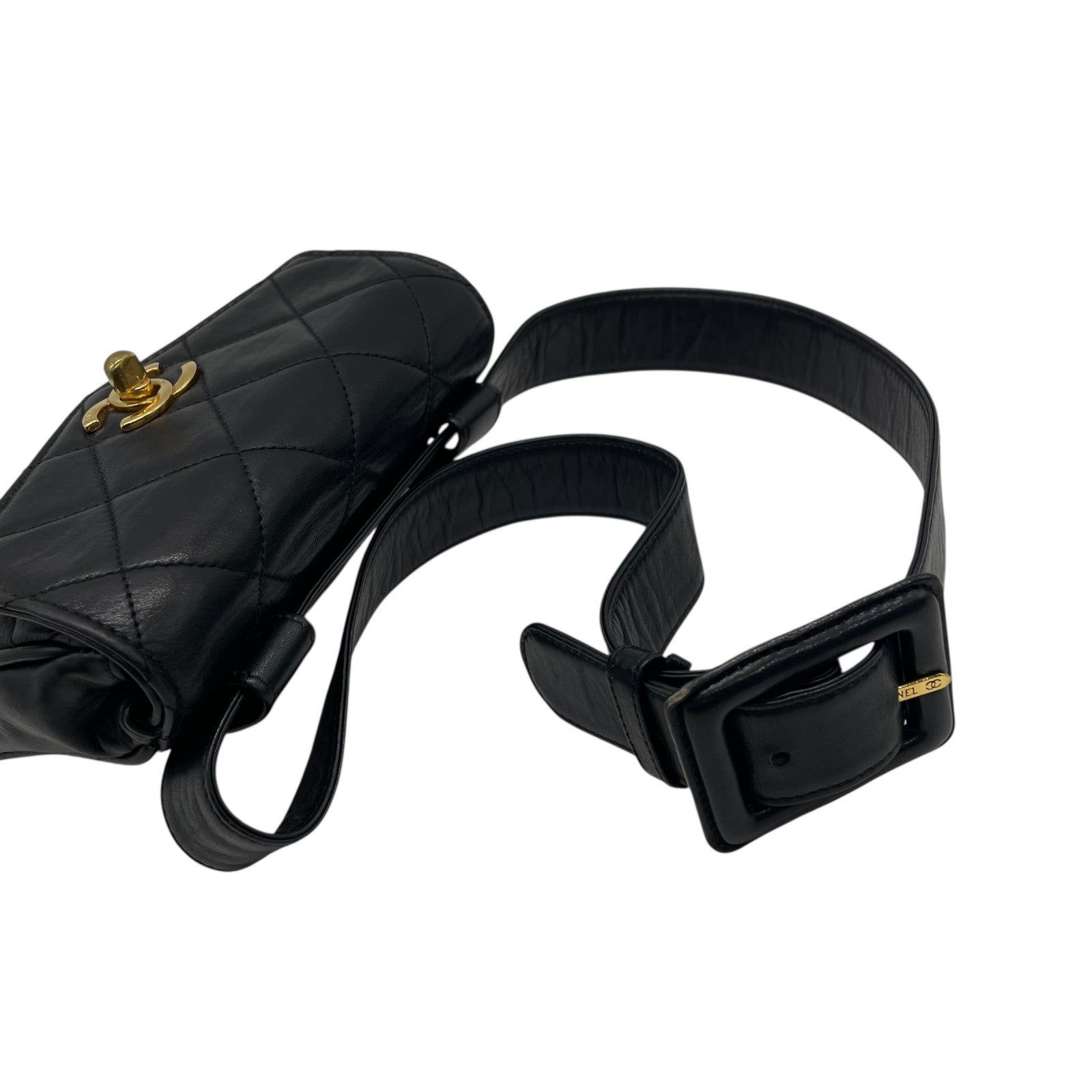 Chanel Matelasse Waist Pouch - Black, Leather