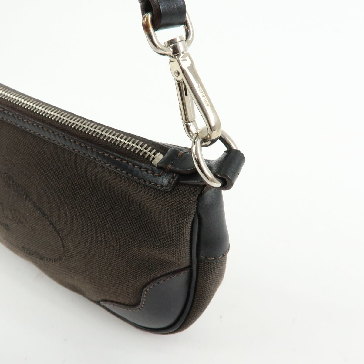 Prada Logo Jacquard Shoulder Bag - Dark Brown, Leather