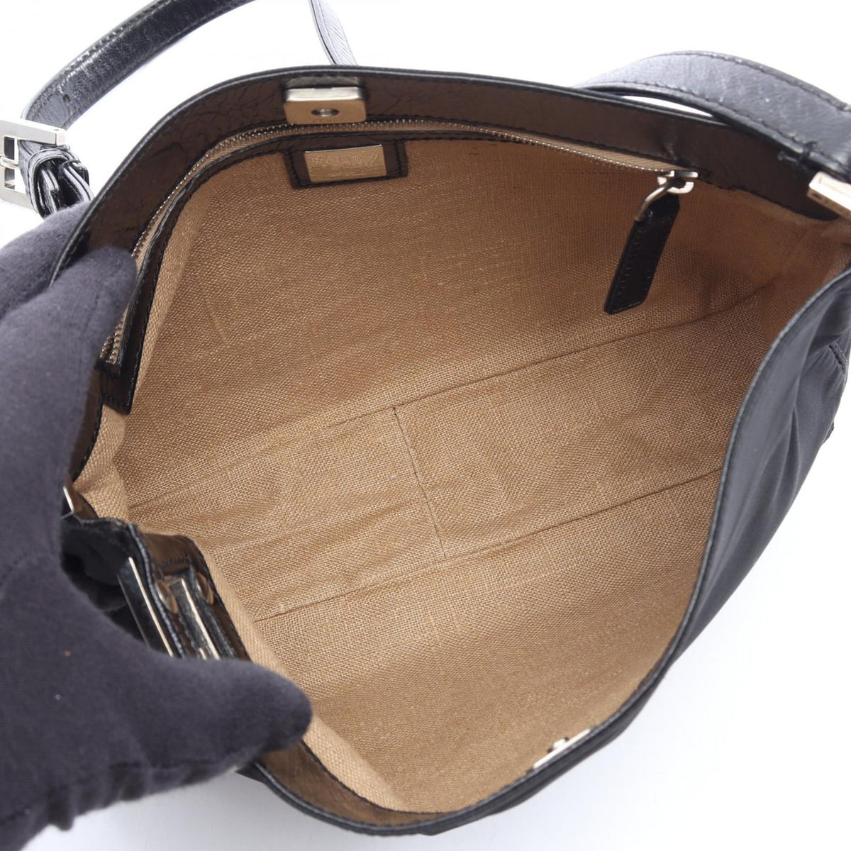 Fendi FF Fittings Shoulder Bag - Black, Nylon Leather