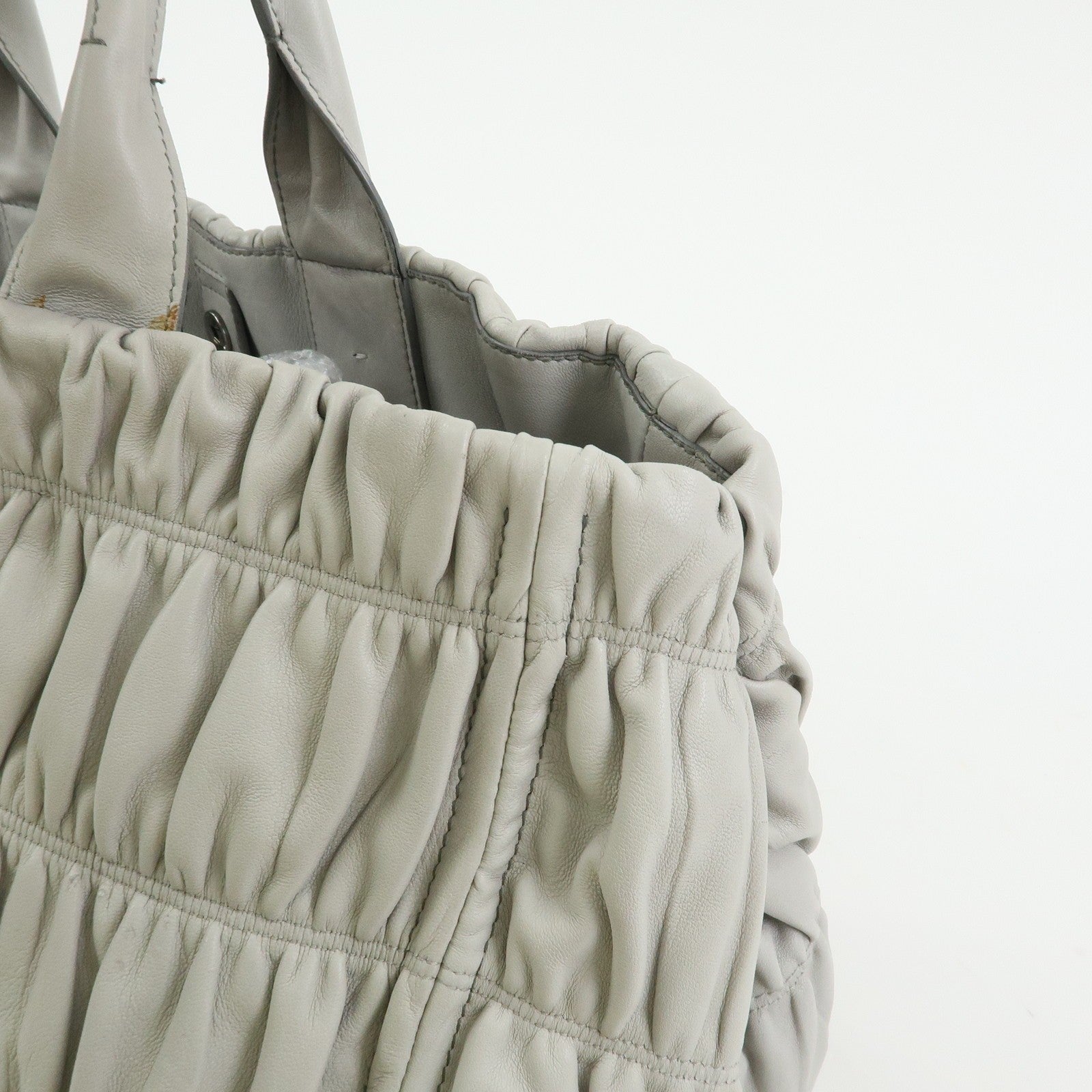 Prada Tote Hand Bag - Gray, Nappa Gaufre Leather