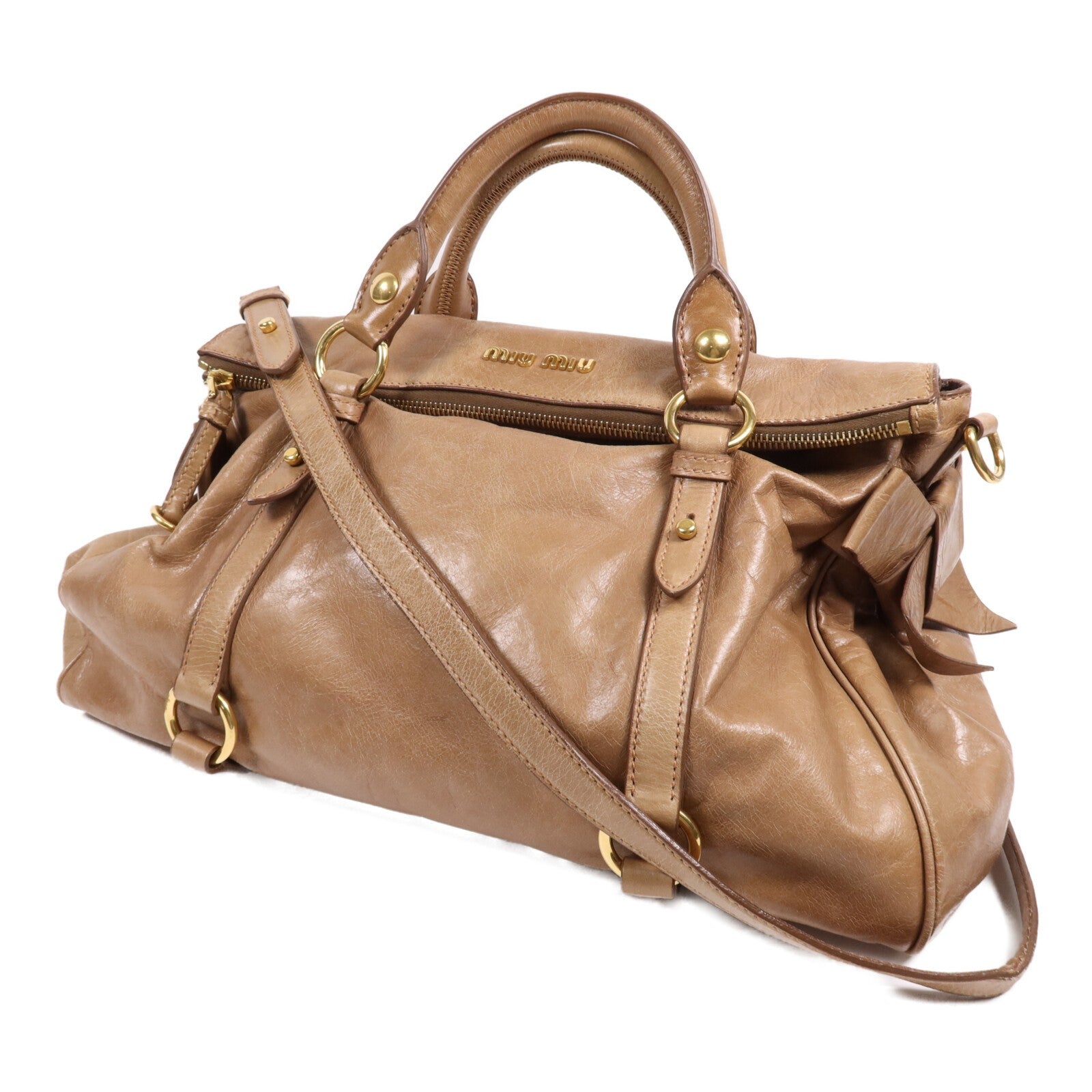 Miu Miu GHW 2 Way Shoulder Bag - Brown, Calfskin Leather