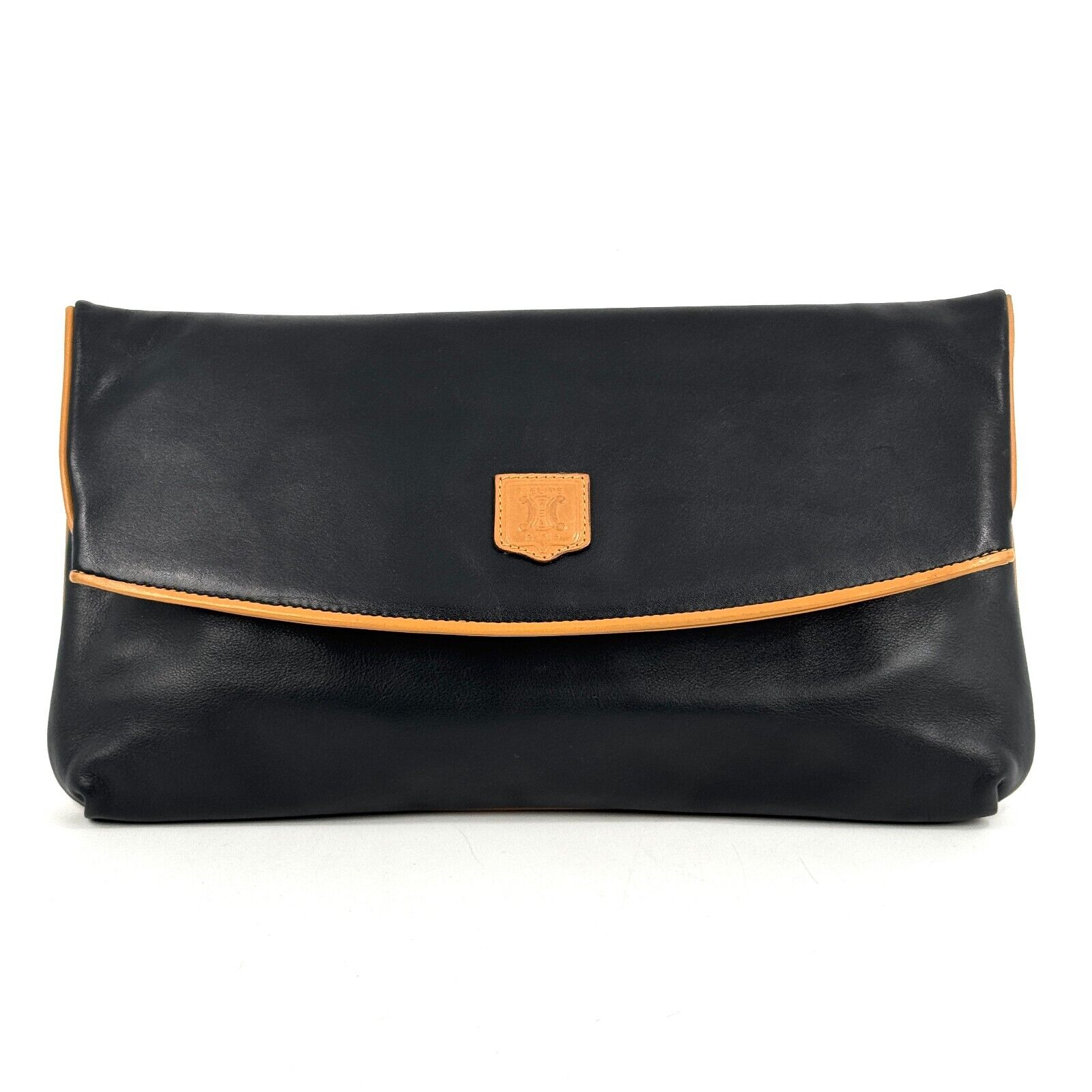 CELINE Triomphe Clutch - Black, Leather
