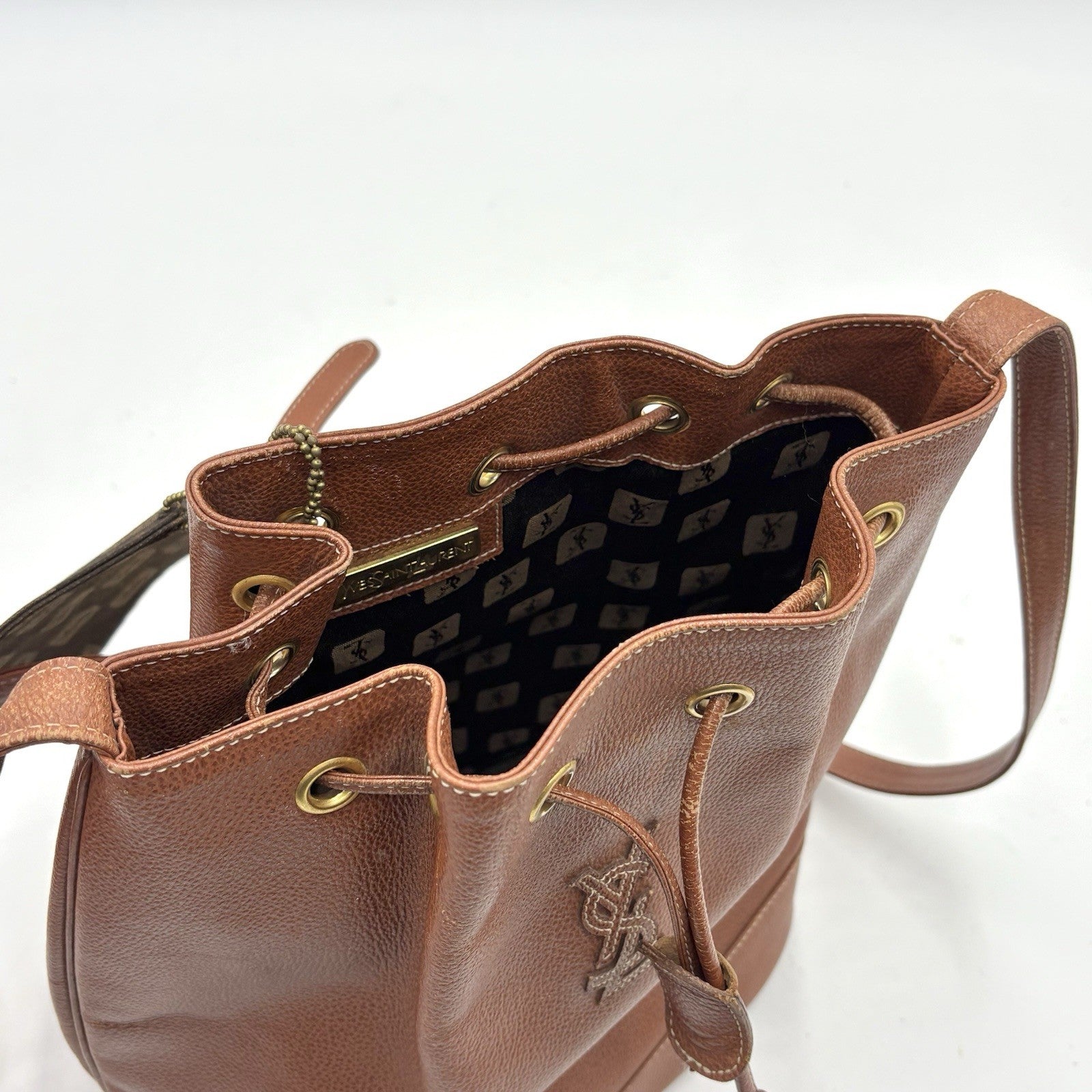 Saint Laurent Yves Cassandra Shoulder Bag - Brown, Leather 