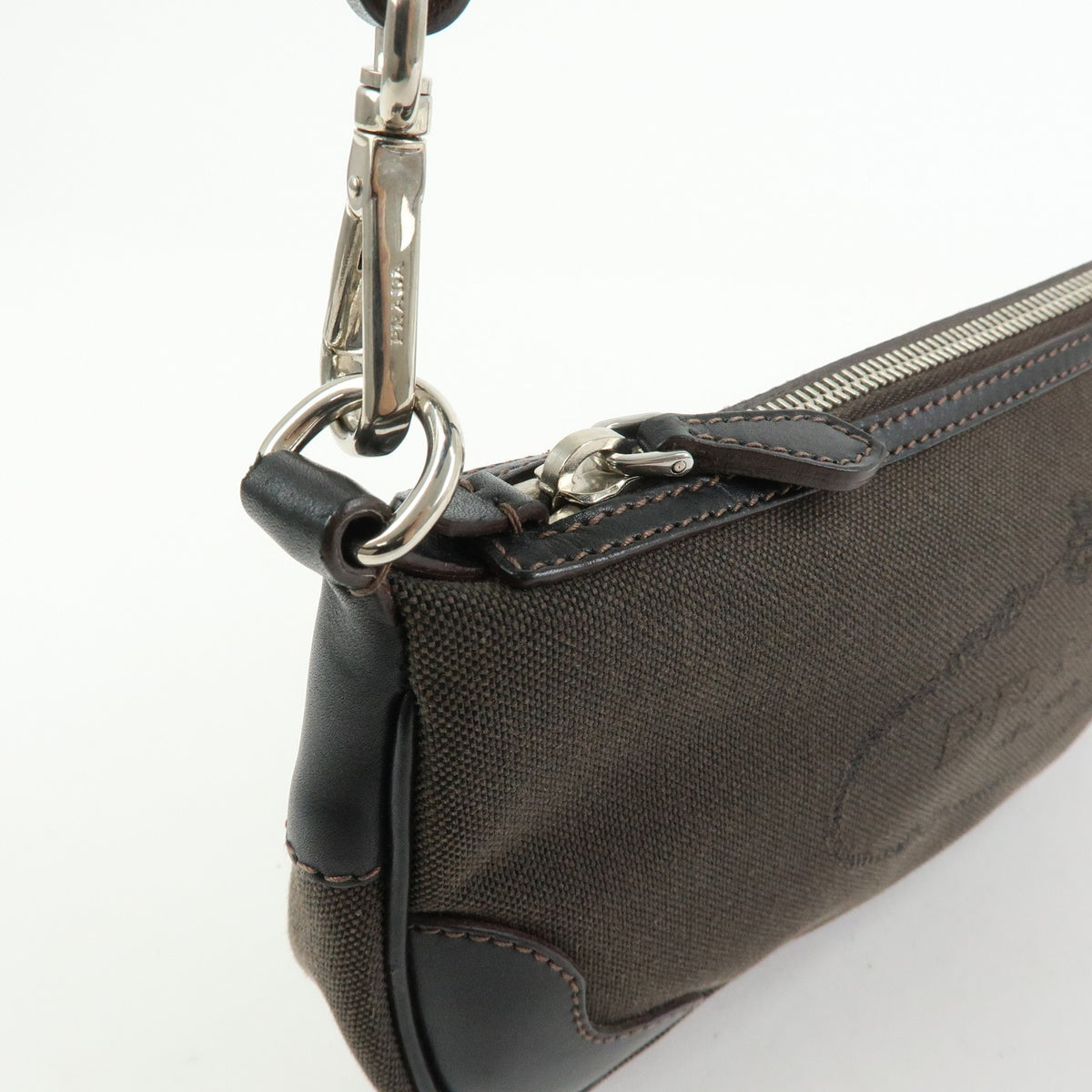 Prada Logo Jacquard Shoulder Bag - Dark Brown, Leather