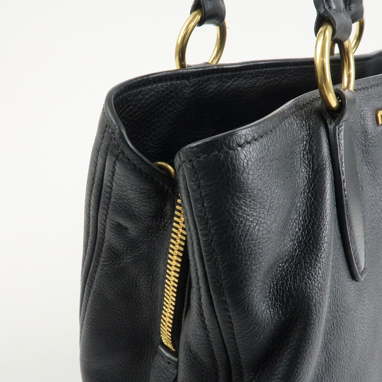 Miu Miu Logo 2Way Bag - Black, Leather 