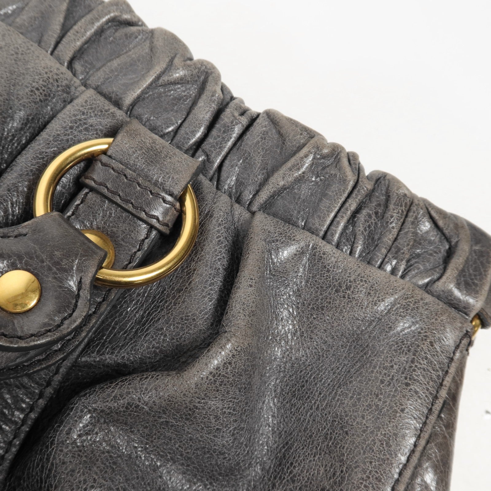 Miu Miu GHW Shoulder Bag - Grey, Calfskin Leather 