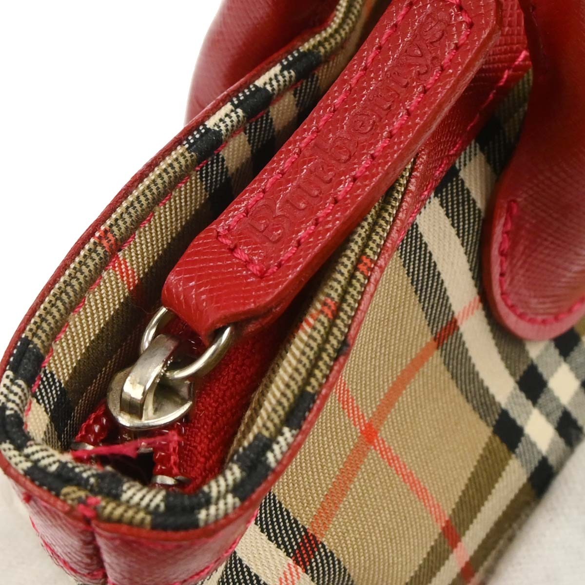 Burberrys House Check Tote Handbag - Beige Red, Canvas