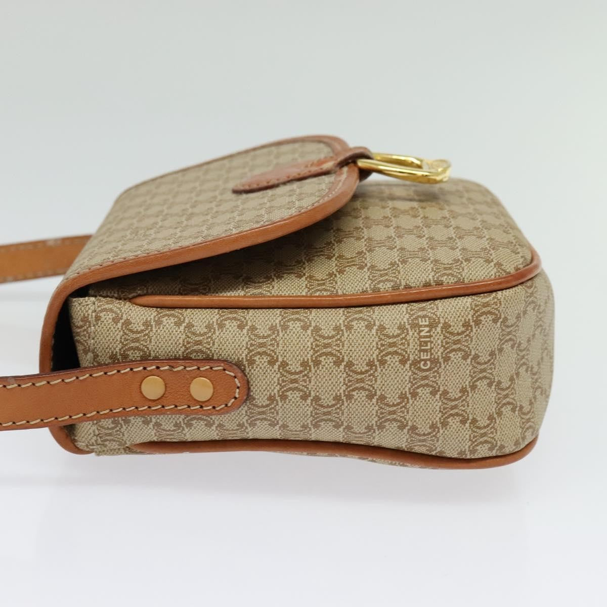 Celine Macadam Shoulder Bag - Beige/Gold, PVC Leather
