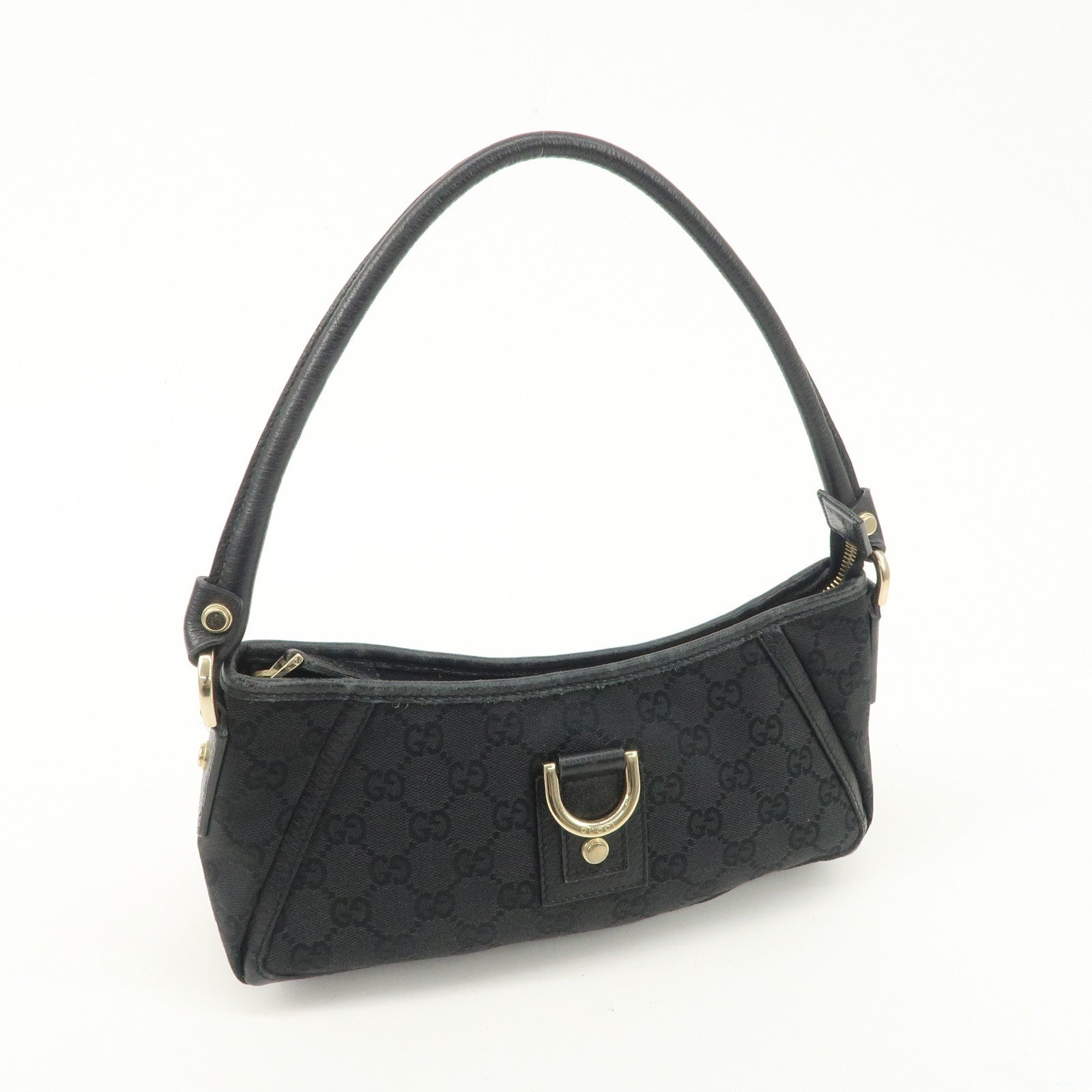 Gucci Abbey GG Canvas Leather One Shoulder Bag - Black, Canvas