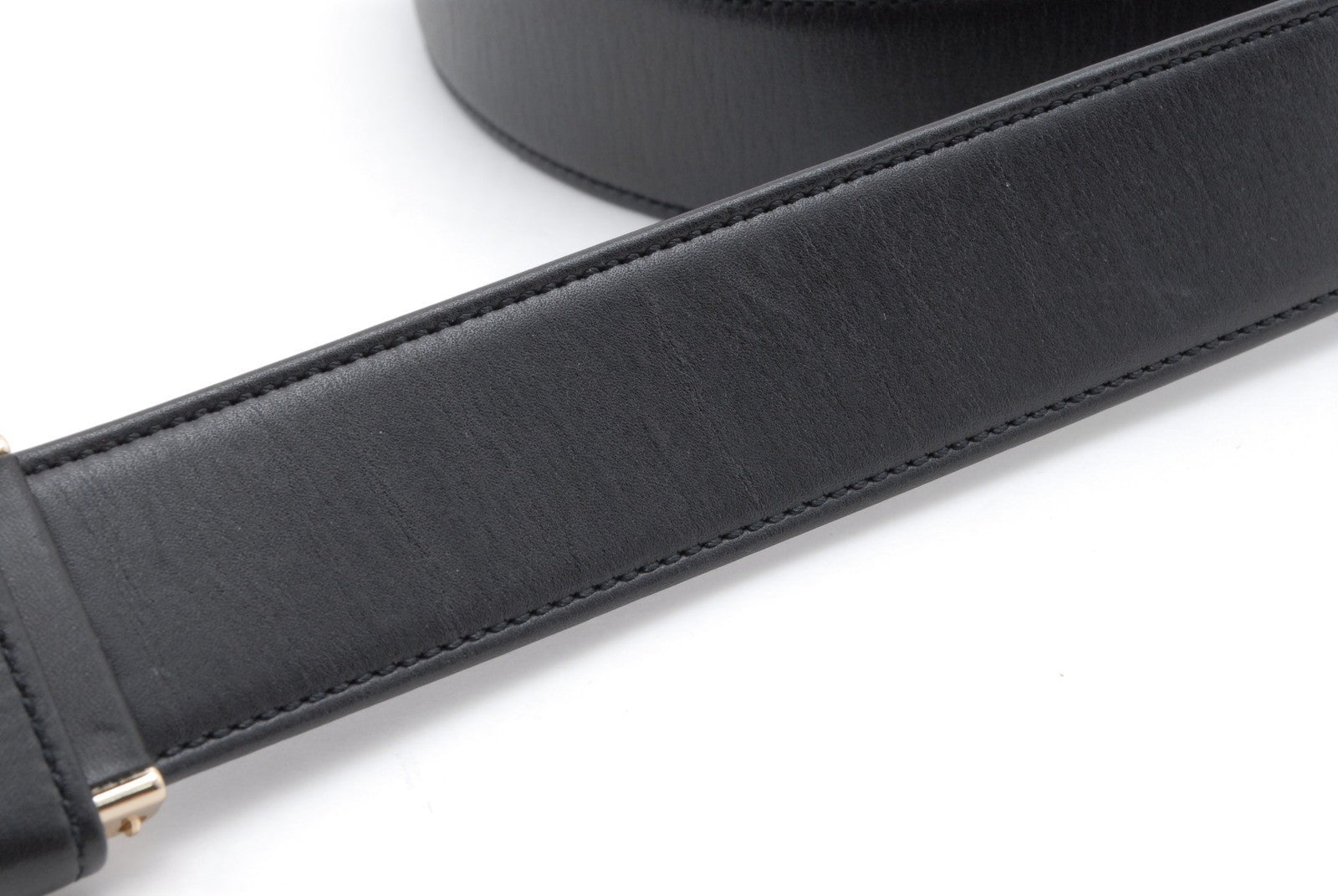 Saint Laurent Vintage YSL Logo Buckle Belt - Black, Leather