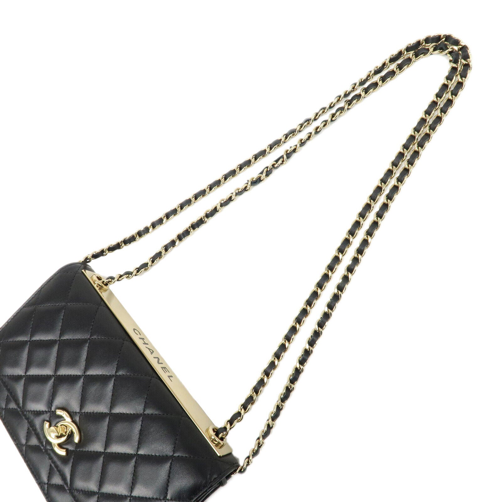 Chanel Matelasse Lamb Skin Trendy CC Chain Shoulder Bag - Black/Gold, Lamb Skin