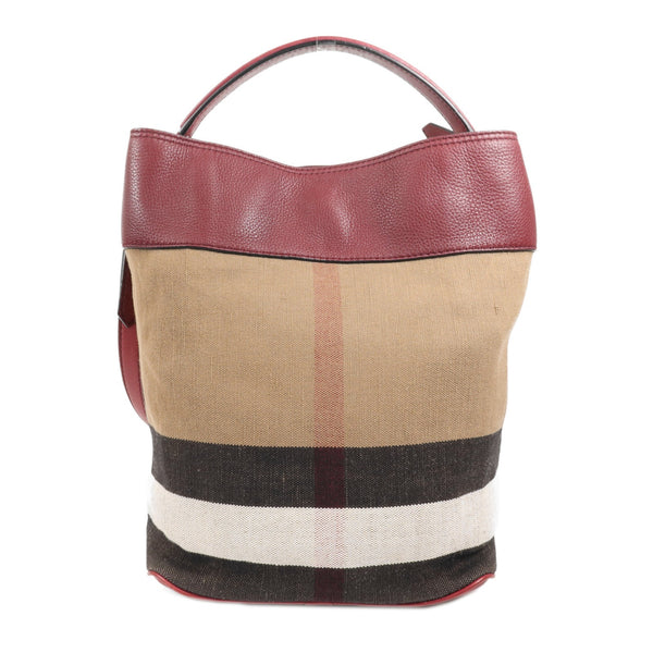 Burberry GHW Shoulder Bag - Red/Brown/Black, Canvas/Calfskin Leather
