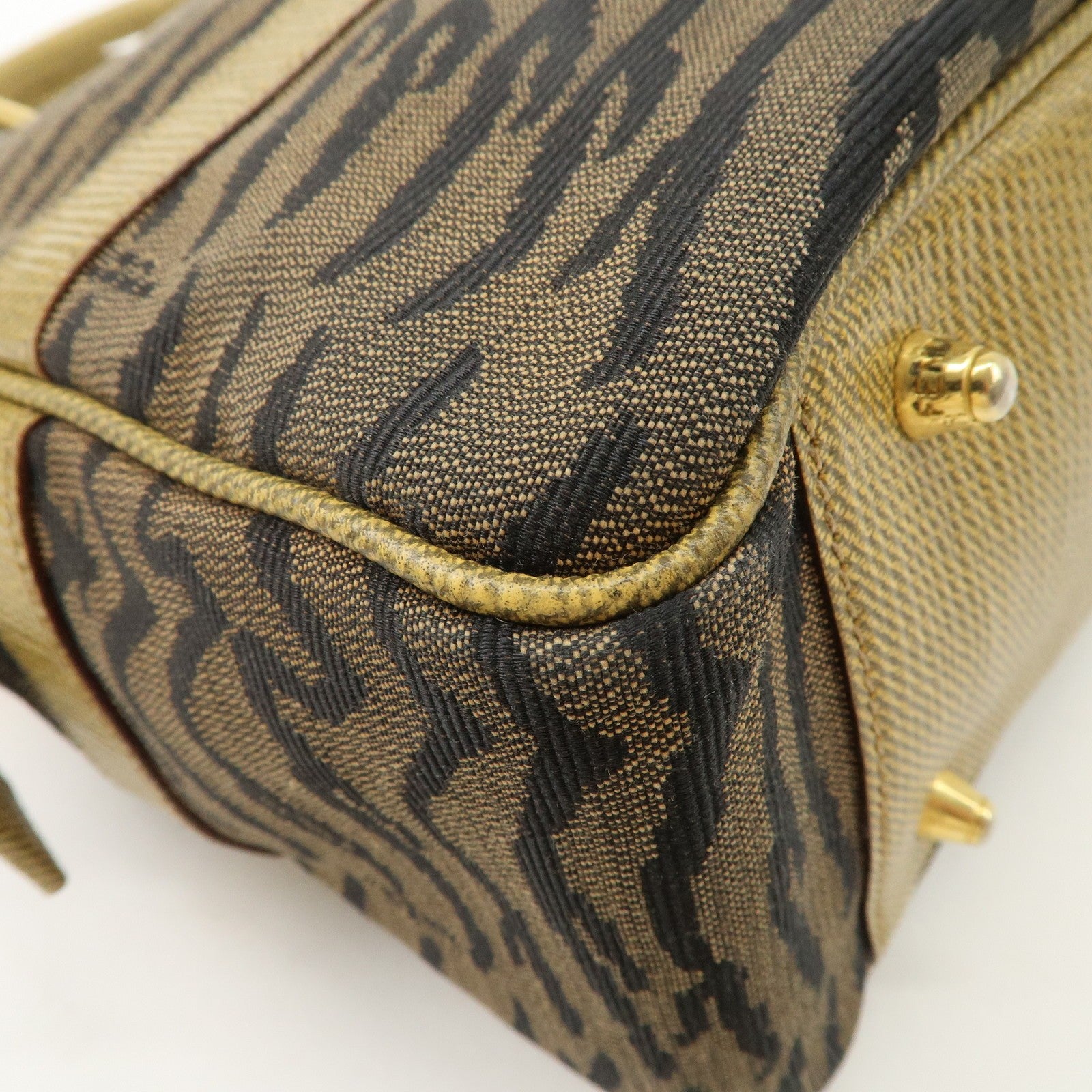 Fendi 2Way Hand Bag - Zebra Print Black Brown, Leather Canvas