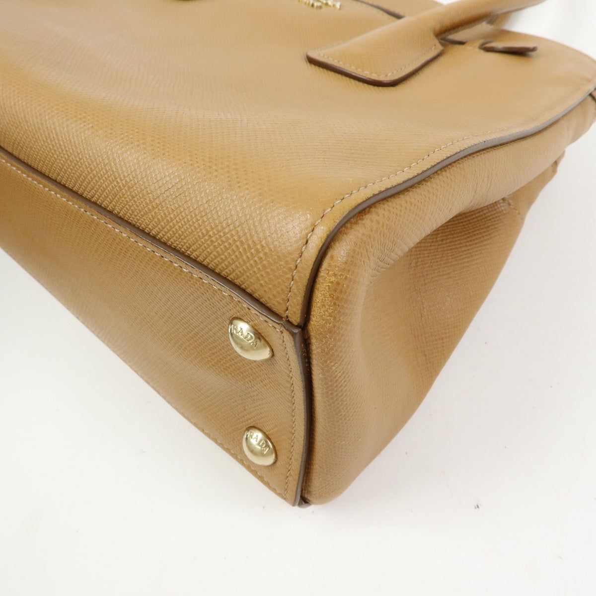 Prada2way Hand Bag - Camel, Saffiano Leather