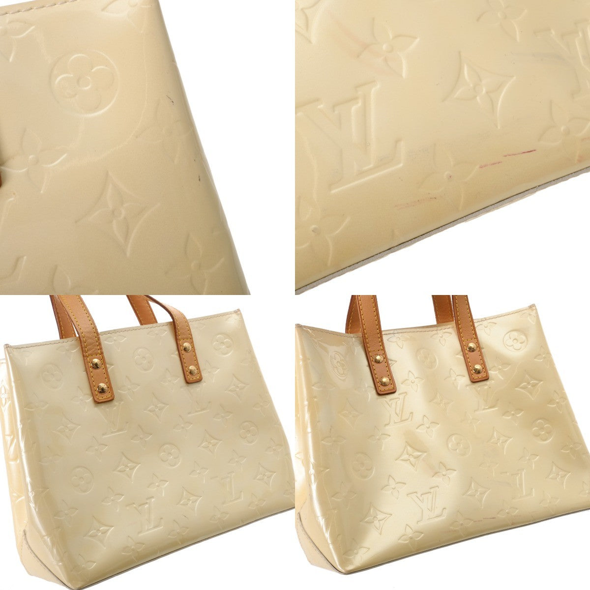 Louis Vuitton Reed PM Handbag - White, Monogram Vernis