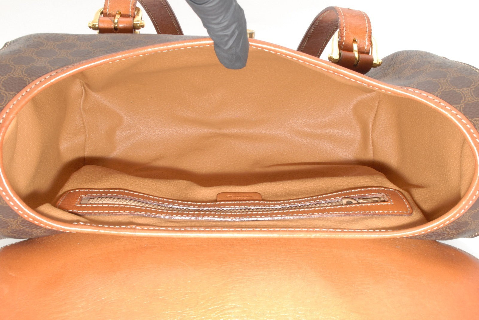 Celine Macadam Boston Handbag - Brown, PVC Leather