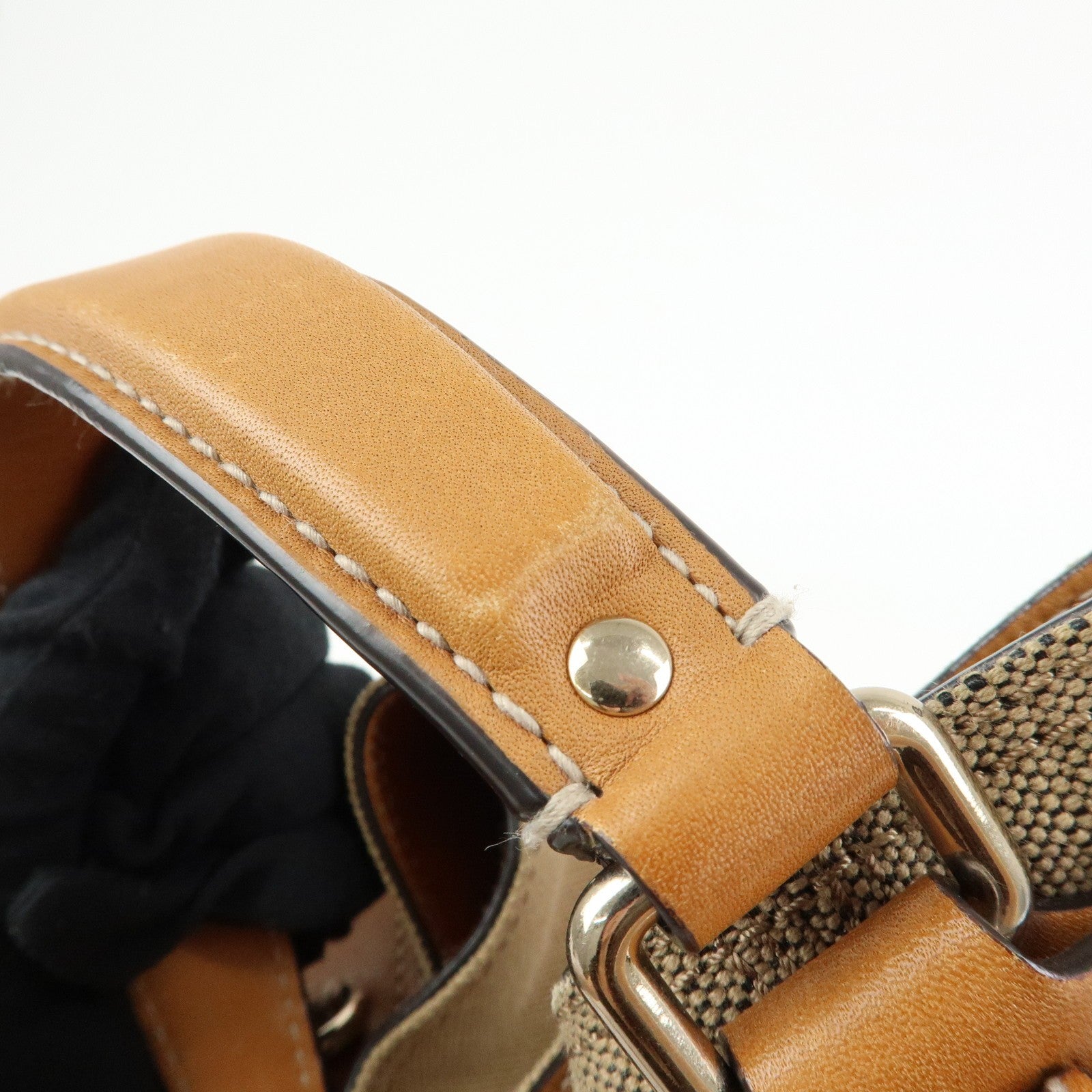 Burberry 2way Bag Shoulder Bag - Beige, Canvas and Leather