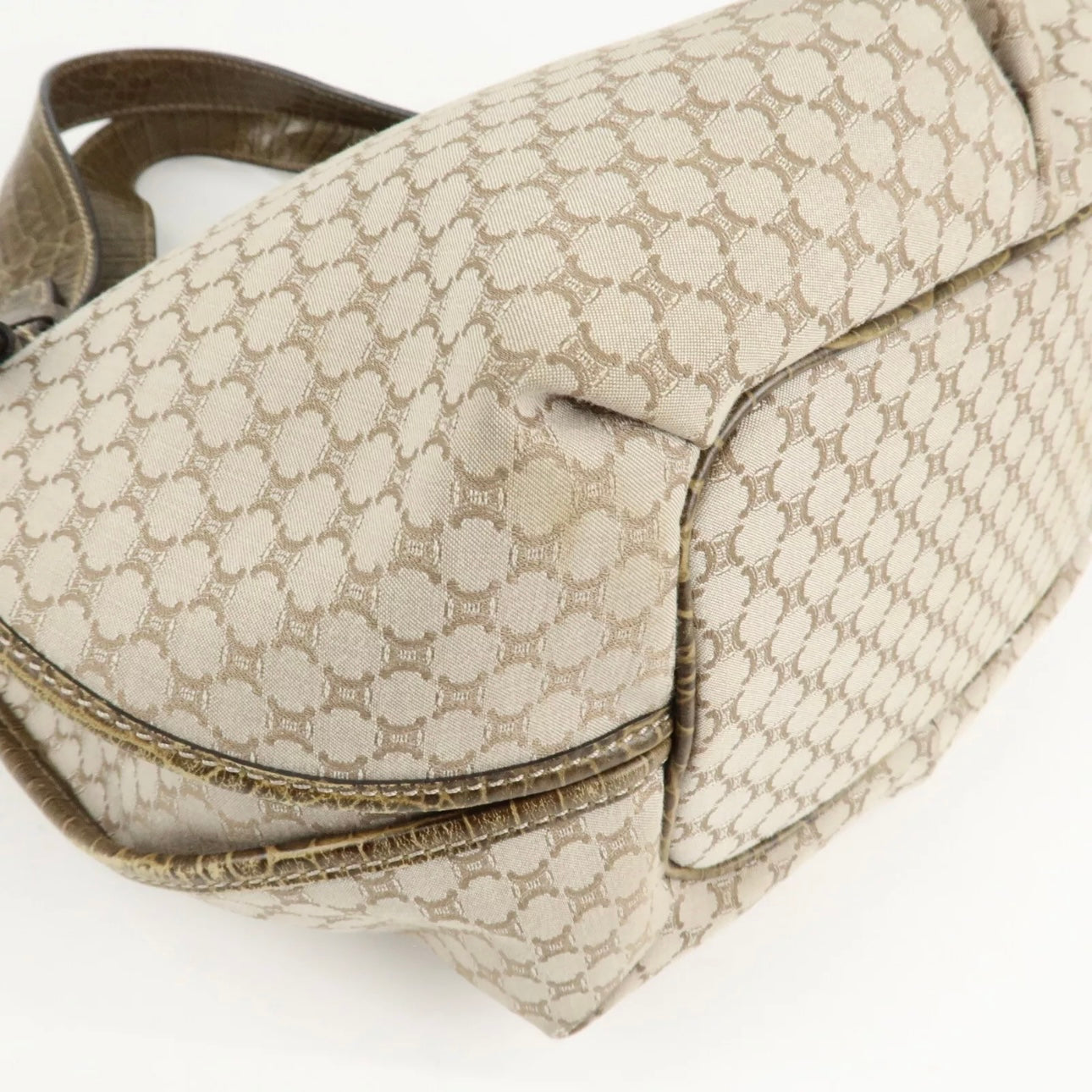CELINE Macadam Bitter Sweet Canvas Leather Tote Bag - Beige Khaki, Canvas, Leather