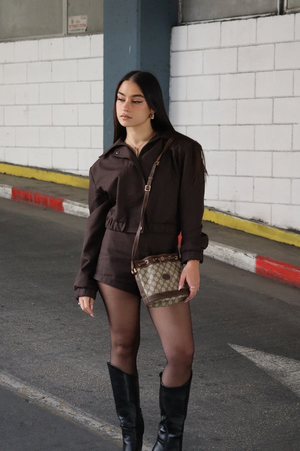 Gucci GG Supreme Drawstring Bag Shoulder Bag - Brown, PVC Leather