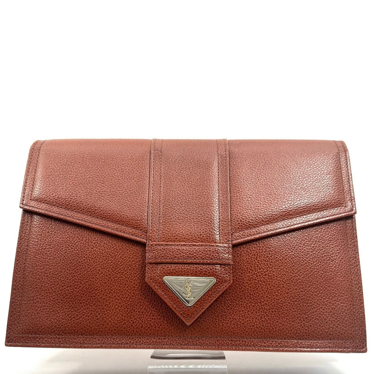 YSL Brown Clutch Bag Leather