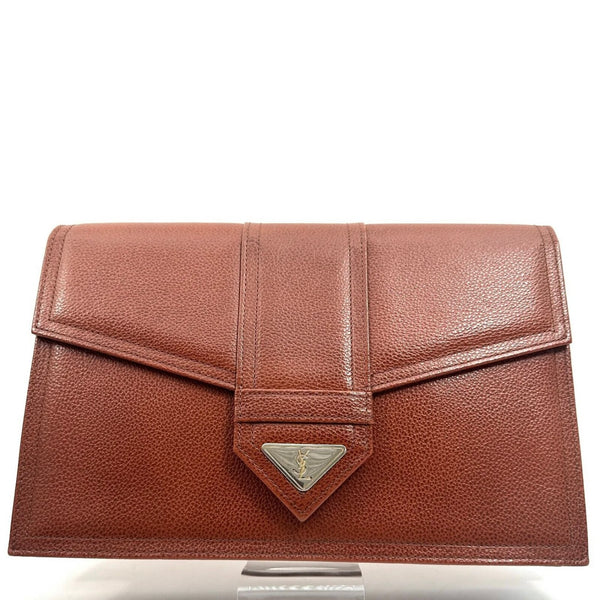 YSL Brown Clutch Bag Leather