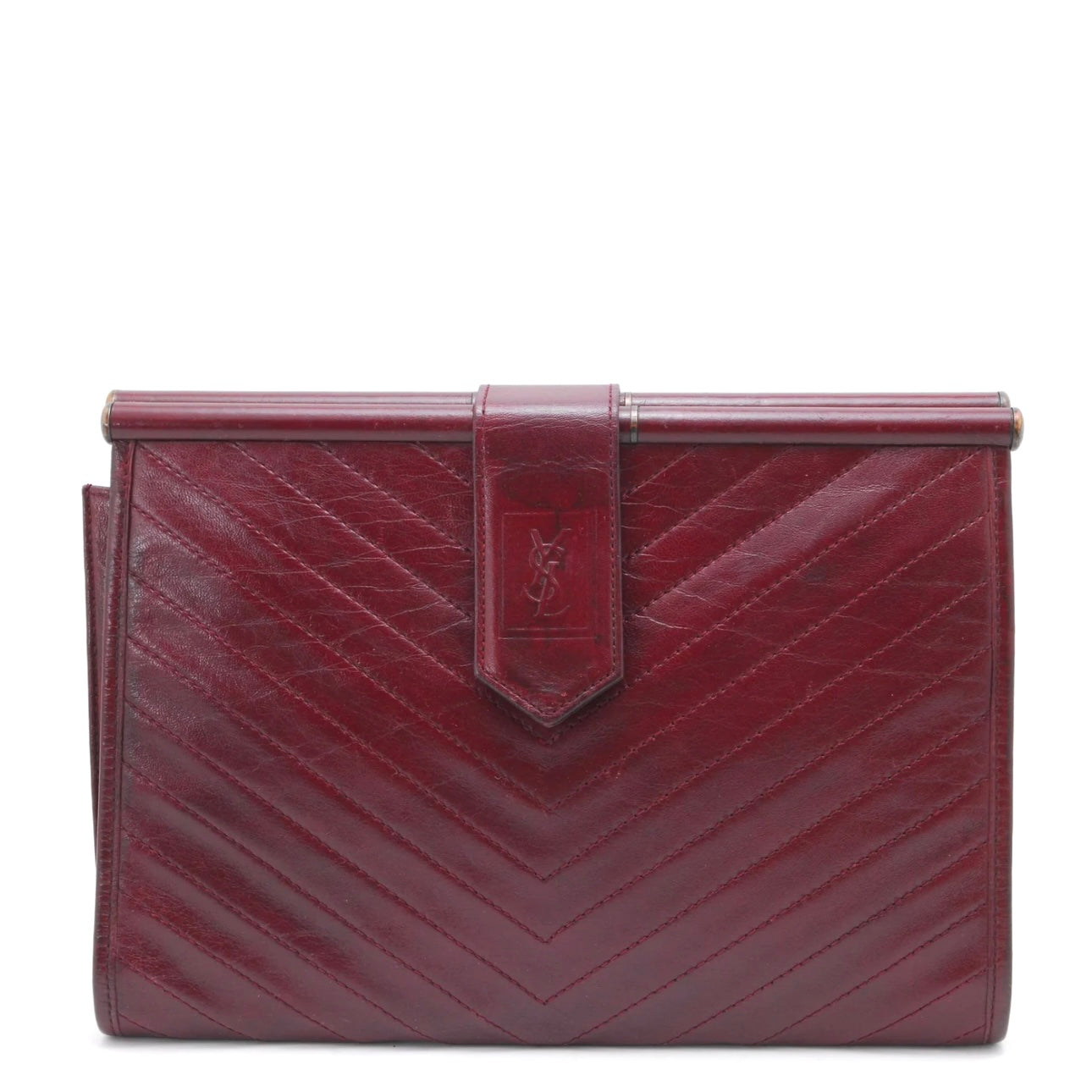 Saint Laurent Yves Clutch Bag - Red Bordeaux, Leather