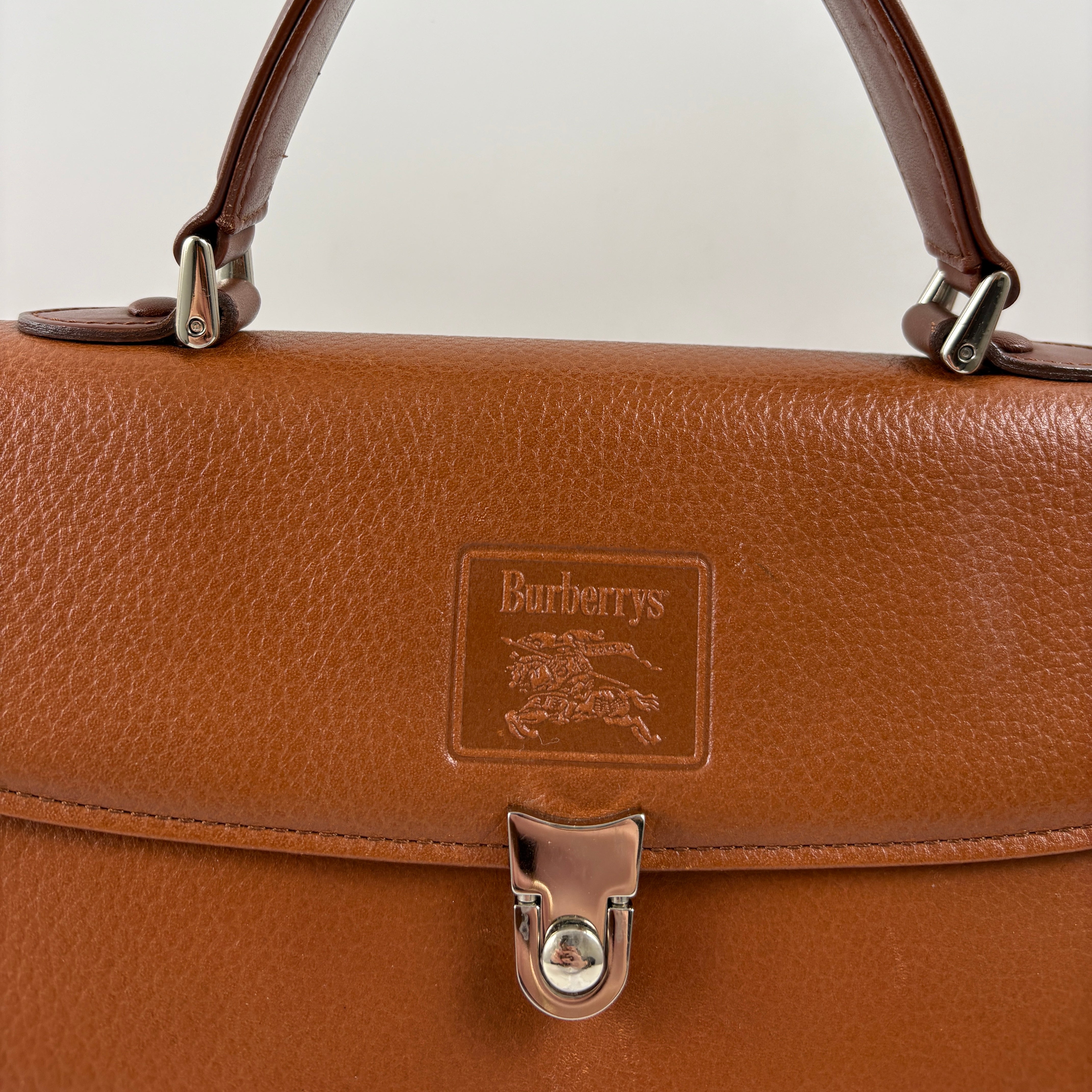 Burberry Vintage Top Handle Handbag - Brown, Leather