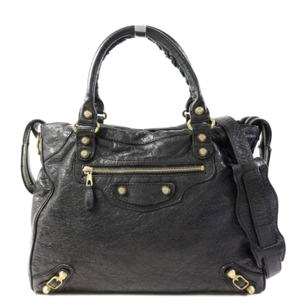 Balenciaga GHW Giant Velo 2 Way Shoulder Bag - Black, Calfskin Leather