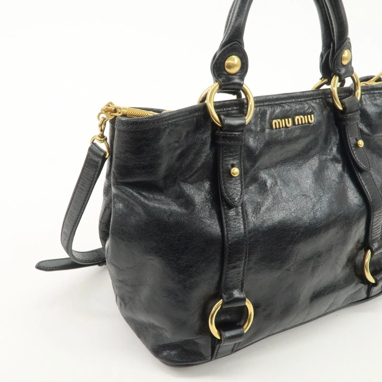 MIUMIU Leather Hand, crossbody Bag Black