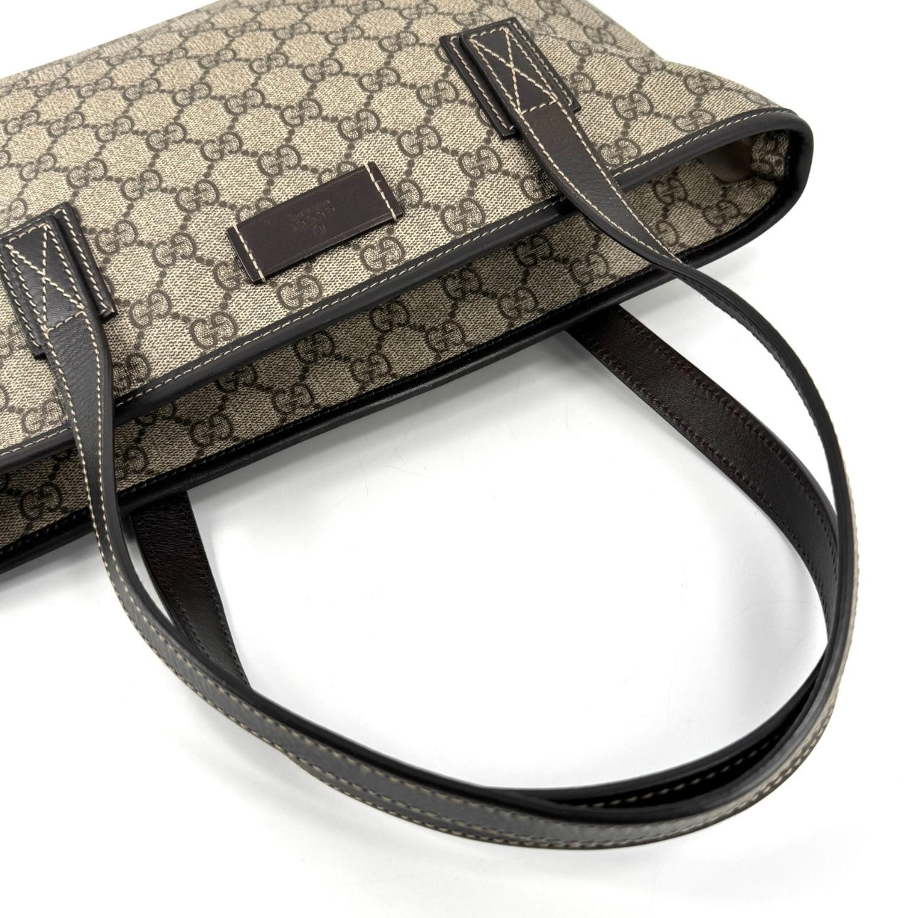 Gucci GG PVC Leather Supreme Tote Shoulder Bag Brown