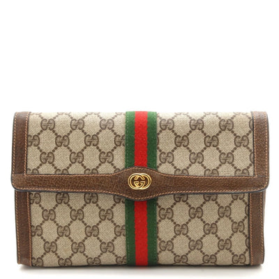 Gucci Sherry Clutch Bag - Beige Brown, PVC Leather