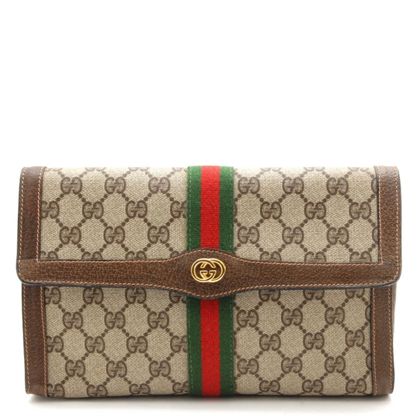 Gucci Sherry Clutch Bag - Beige Brown, PVC Leather