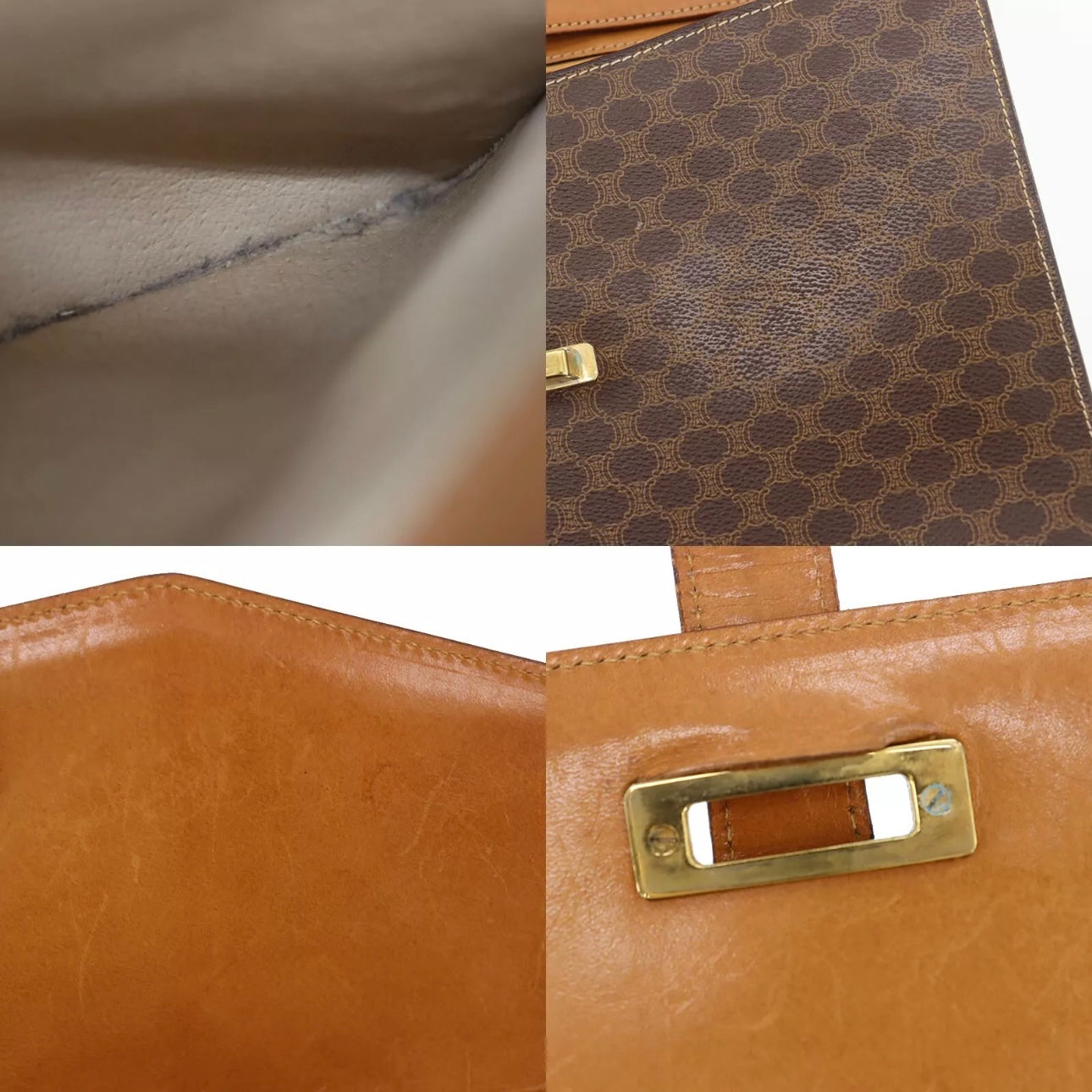 Macadam Pattern Shoulder Bag & Pouch Brown