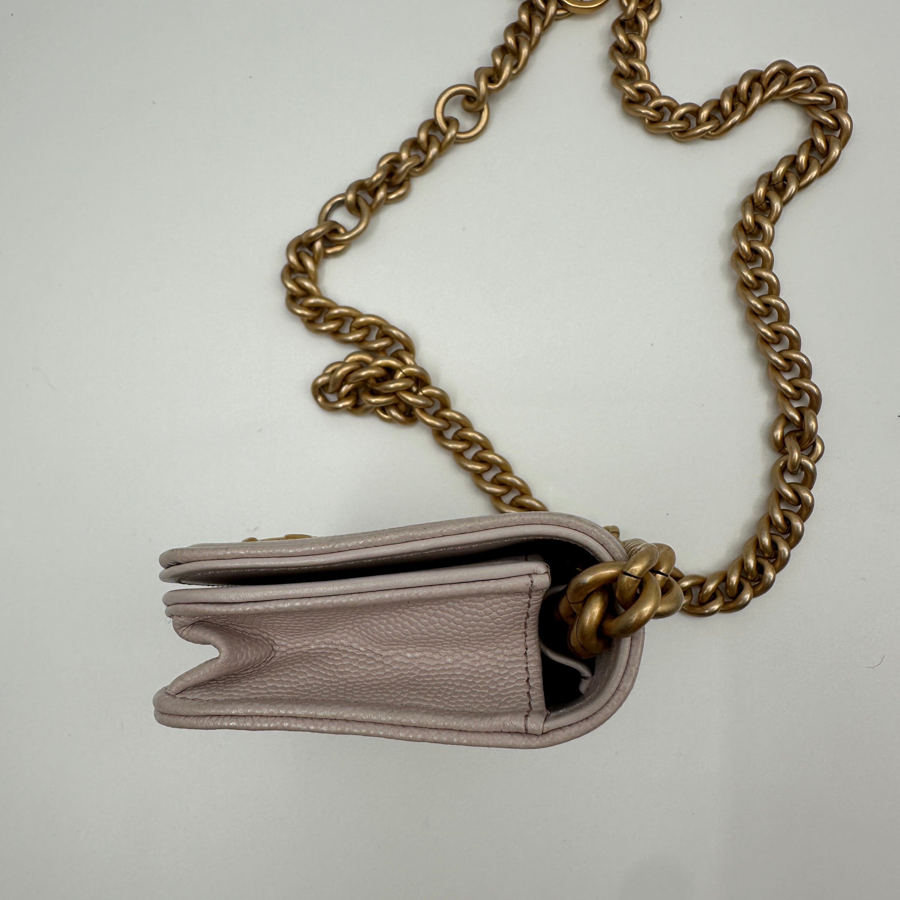 Chevron Boy Chanel Chain Shoulder Bag Calfskin Pink