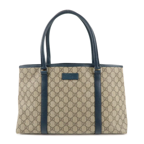 GG Supreme Leather Tote Bag Beige Navy