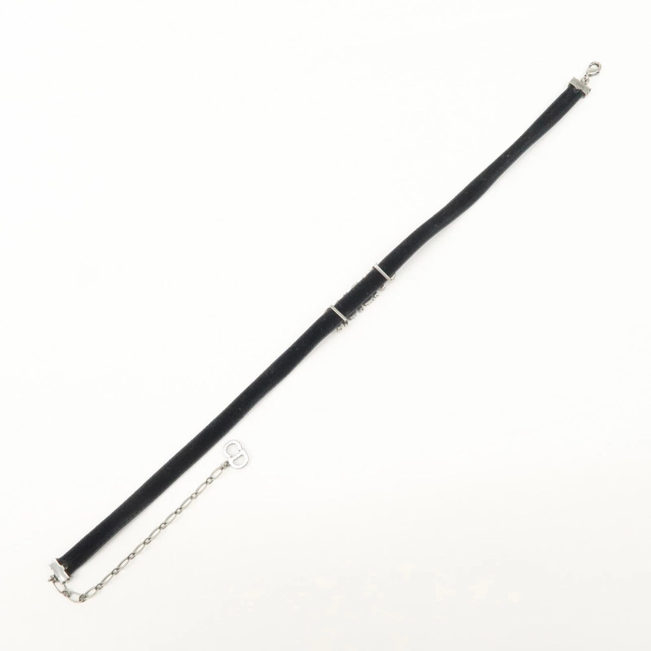 Christian Dior Metal Velour Rhine Stone Choker- Black Silver