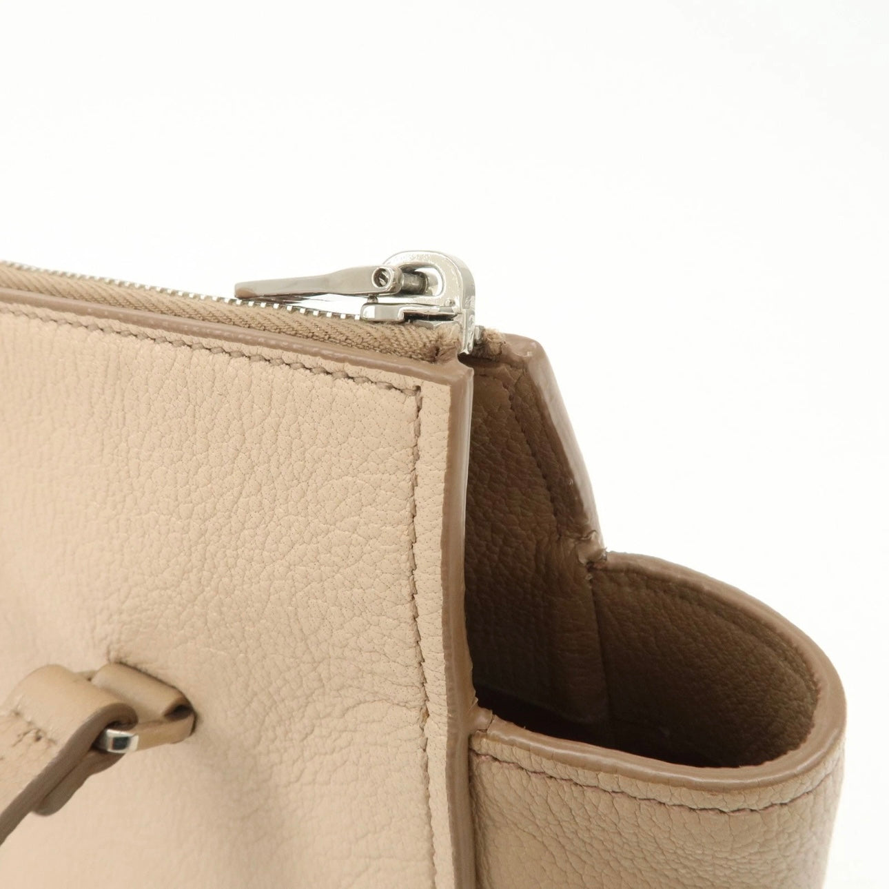 MIU MIU Leather 2Way Hand Bag Beige Pink Beige