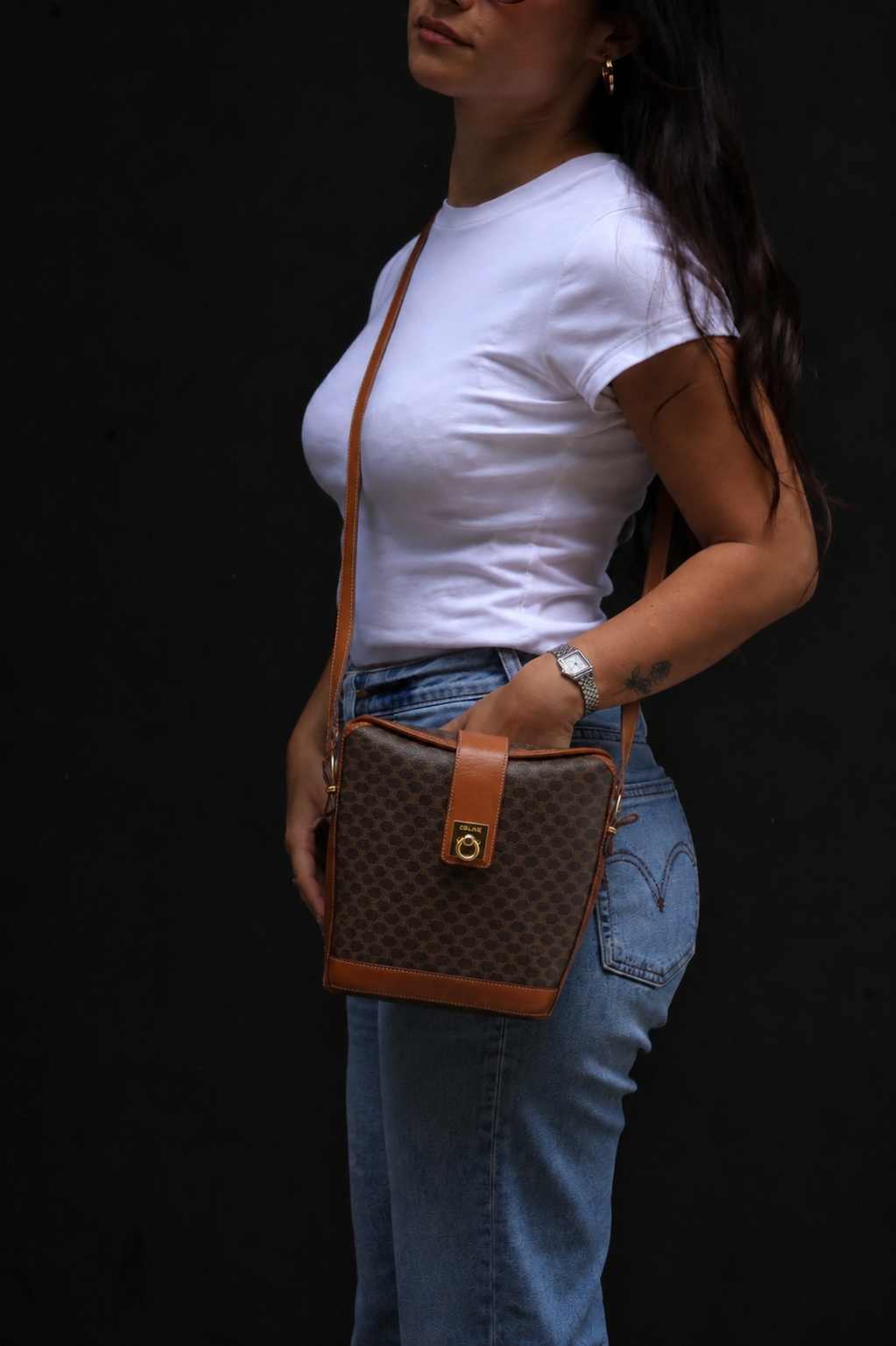 Celine Macadam Shoulder Bag - Brown, PVC Leather